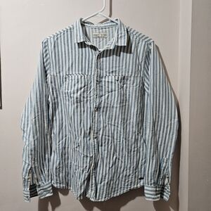 zara boys 13-14 Button Up Dress Shirt Light Blue & White Stripe Collection